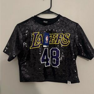NBA Black Sequin Lakers Crop Top